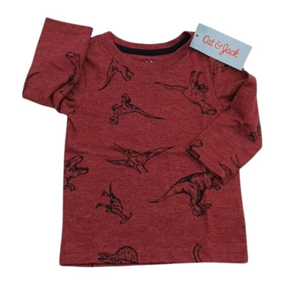 Cat & Jack Shirt Baby Boy Dinosaur Print Long Sleeve T-Shirt Size 12 Months - Picture 1 of 5